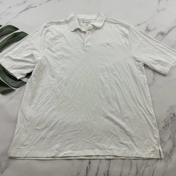Coolibar Mens Polo Shirt Size XL White UPF 50 Sun Protection Solid Short Sleeve - Picture 1 of 13